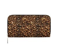 pvinnk Portefeuille à main en cuir élégant avec imprimé grains de café torréfiés, pour femme, grande capacité, style décontracté, prêt pour le voyage, noir, One Size, Art