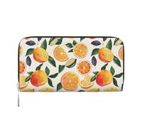 pvinnk Portefeuille à main en cuir élégant avec motif agrumes pour femmes, grande capacité, style décontracté, prêt à voyager, noir, One Size, Art