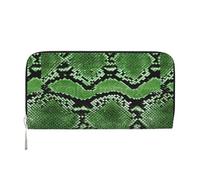 pvinnk Portefeuille à main en cuir élégant imprimé peau de serpent vert pour femmes capacité grand portefeuille décontracté portefeuille de voyage prêt à l'emploi, noir, One Size, Art