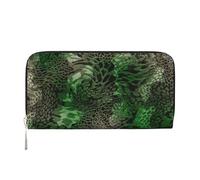 pvinnk Portefeuille à main en cuir élégant imprimé serpent vert pour femmes capacité grand portefeuille décontracté portefeuille de voyage prêt à l'emploi, noir, One Size, Art