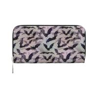 pvinnk Portefeuille en cuir élégant avec imprimé chauve-souris d'Halloween pour femme - Style décontracté - Prêt à voyager, noir, One Size, Art
