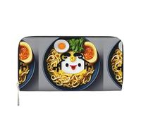 pvinnk Portefeuille en cuir élégant avec imprimé coquetier, nouilles, ramen, pour femme, grande capacité, style décontracté, prêt à voyager, noir, One Size, Art