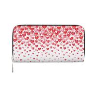 pvinnk Portefeuille en cuir élégant avec imprimé cœurs rouges pour femmes, grande capacité, style décontracté, prêt à voyager, noir, One Size, Art
