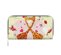 pvinnk Portefeuille en cuir élégant avec imprimé girafe, cœur, fleur, papillon, pour femme, grande capacité, décontracté, prêt à voyager, noir, One Size, Art