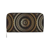 pvinnk Portefeuille en cuir élégant avec imprimé mandala pour femme - Grande capacité - Style décontracté - Prêt à voyager, noir, One Size, Art