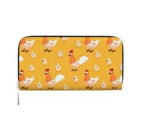 pvinnk Portefeuille en cuir élégant avec imprimé poule poussin pour femme, grande capacité, style décontracté, prêt à voyager, noir, One Size, Art