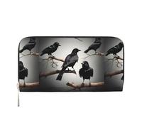 pvinnk Portefeuille en cuir élégant avec motif corbeau et oiseaux sur une branche pour femme, noir, One Size, Art