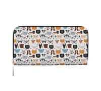 pvinnk Portefeuille en cuir élégant avec visages de chat et de chien, bouledogue, beagle, labrador, pour femme, capacité grande, décontracté, portefeuille prêt à voyager, noir, One Size, Art