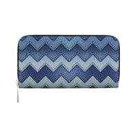 pvinnk Portefeuille en cuir élégant imprimé denim bleu dégradé pour femmes capacité grand portefeuille décontracté portefeuille de voyage prêt à l'emploi, noir, One Size, Art
