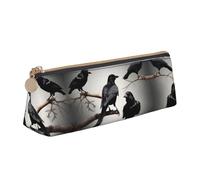 pvinnk Trousse à crayons avec motif corbeau noir sur une branche - Élégante et pratique - Grande capacité - Triangle - Avec fermeture éclair