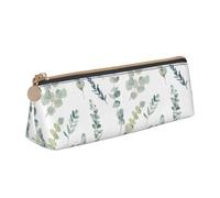pvinnk Trousse à crayons avec motif feuilles d'eucalyptus - Élégante et pratique - Grande capacité - Triangle - Avec fermeture éclair