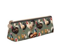 pvinnk Trousse à crayons avec motif poule et coq - Élégante et pratique - Grande capacité - Triangle - Avec fermeture éclair