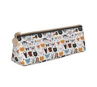 pvinnk Trousse à crayons avec motif tête de chat et chien, bouledogue, beagle, labrador, élégante et pratique, grande capacité, triangulaire, avec fermeture éclair