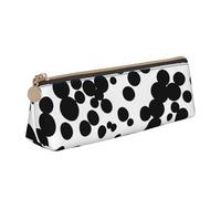 pvinnk Trousse à crayons noire et blanche à gros pois, élégante et pratique, grande capacité, triangulaire, avec fermeture éclair