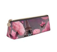 pvinnk Trousse à crayons Paris Street Tour Eiffel rose imprimé floral élégant et pratique Grande capacité Triangle Trousse à crayons avec fermeture éclair