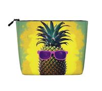 pvinnk Trousse de maquillage à une seule couche avec citation ananas psychologique - Organiseur de voyage - Grande capacité - Fermeture éclair, noir, One Size