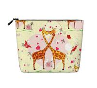 pvinnk Trousse de maquillage à une seule couche avec fermeture éclair - Motif girafe, cœur, fleur, papillon, noir, One Size