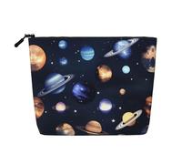pvinnk Trousse de maquillage à une seule couche avec fermeture éclair Motif planètes, étoiles et Voie lactée, noir, One Size