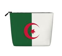 pvinnk Trousse de maquillage avec imprimé drapeau de l'Algérie - Grande capacité - Fermeture éclair, noir, One Size