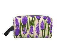 pvinnk Trousse de toilette de voyage avec poignées - Grande capacité - Imprimé timbre lavande, blanc, One Size