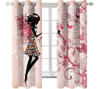 PVMLVM Lot De 2 Rideau Acoustiques Anti Froid - Rideaux Chambre pour Adulte Et Enfant 3D Fille Papillon Rouge Polyester Rideau À Oeillets Rideaux Occultants Salon Cuisine Fenêtre 150x166cm