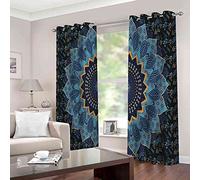 PVMLVM Lot De 2 Rideau Acoustiques Anti Froid - Rideaux Chambre pour Adulte Et Enfant 3D Fleur Bleue Polyester Rideau À Oeillets Rideaux Occultants Salon Cuisine Fenêtre 234x230cm