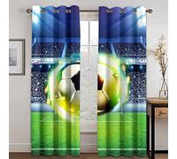 PVMLVM Lot De 2 Rideau Acoustiques Anti Froid - Rideaux Chambre pour Adulte Et Enfant 3D Terrain De Football Polyester Rideau À Oeillets Rideaux Occultants Salon Cuisine Fenêtre 150x166cm