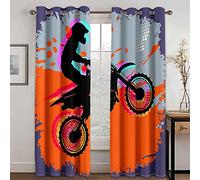 PVMLVM Lot De 2 Rideau Occultant Isolants Thermiques À Oeillets,Anti Froid Rideaux Et Draperies Intérieurs Salon, Rideaux pour Chambre Bebe Enfant 300x280cm, 3D Silhouette De Moto Motif