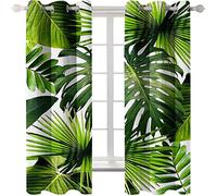 PVMLVM Rideau Salon Occultant 3D Feuilles Vertes Tropicales Rideaux Et Draperies avec Oeillets Décoration De Fenêtre Isolation Thermique pour Intérieurs Et Maison Économie D'Énergie L280 x H260cm