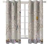 PVMLVM Rideau Salon Occultant 3D Oiseau Fleur Rose Rideaux Et Draperies avec Oeillets Décoration De Fenêtre Isolation Thermique pour Intérieurs Et Maison Économie D'Énergie L280 x H260cm