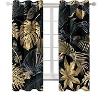 PVMLVM Rideaux Occultants Isolant Thermique Polyester Rideaux pour Garçon Fille Chambre Feuilles 3D Design Moderne À Oeillets Salon Rideau 220x215cm(Largeur x Hauteur),2 Pièces