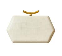 PVPLMTMRCR Pochette bandoulière femme, forme originale, motif crocodile, idéale for dîner.(Off-white)