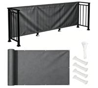 PVPQPR Brise Vue Balcon 50x500cm Dimensions et espacements des Trous personnalisés,Protection UV,Coupe-Vent,Respirant Cache Brise Balcon avec Attaches de Câble Œillets pour Jardin,Gris foncé