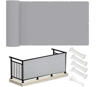 PVPQPR Brise Vue Balcon 90x800cm,Cache Brise Balcon pour Jardin Exterior, avec Trous et Serre câbles, UV Résistant pour Patio Balcon Terrasse Camping Extérieur,Gris Clair