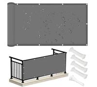 PVPQPR Brise Vue Balcon 90x800cm,Cache Brise Balcon pour Jardin Exterior, avec Trous et Serre câbles, UV Résistant pour Patio Balcon Terrasse Camping Extérieur,Gris foncé