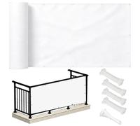 PVPQPR Brise Vue Balcon 90x800cm,Cache Brise Balcon pour Jardin Exterior, avec Trous et Serre câbles, UV Résistant pour Patio Balcon Terrasse Camping Extérieur,Blanc