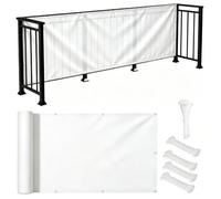 PVPQPR Brise Vue Balcon 90x800cm Dimensions et espacements des Trous personnalisés,Protection UV,Coupe-Vent,Respirant Cache Brise Balcon avec Attaches de Câble Œillets pour Jardin,Blanc
