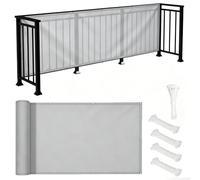 PVPQPR Brise Vue Balcon 90x800cm Dimensions et espacements des Trous personnalisés,Protection UV, Coupe-Vent, Respirant Cache Brise Balcon avec Attaches de Câble Œillets pour Jardin, Gris Clair