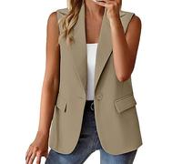 pvucpot Blazer sans Manches pour Femme Casual Slim Fit Boutons Blouson Jacket Élégant Cardigan Gilet OL Bureau Affaires Veste Costume Manteau avec Poches