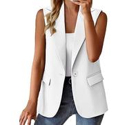 pvucpot Blazer sans Manches pour Femme Casual Slim Fit Boutons Blouson Jacket Élégant Cardigan Gilet OL Bureau Affaires Veste Costume Manteau avec Poches