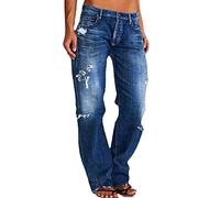 pvucpot Jean Bootleg DéLavé à Franges pour Femmes Pantalon en Denim Ajusté Taille Basse éVasé DéChiré Jean Bootcut Curvy Stretch Classique