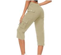 pvucpot Pantacourt Femme été Pantalon Cargo 3/4 Pantalon Capri Décontracté Pantalon d'extérieur Pantalon Corsaire Femme avec 6 Poches Pantalon ete Femme Leger pour la Randonnée