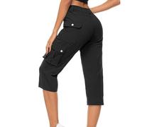 pvucpot Pantacourt Femme été Pantalon Cargo 3/4 Pantalon Capri Décontracté Pantalon d'extérieur Pantalon Corsaire Femme avec 6 Poches Pantalon ete Femme Leger pour la Randonnée