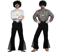 pvucpot Pantalon évasé pour homme des années 70 - Style disco - Style rétro - Noir - Hippie - Avec paillettes