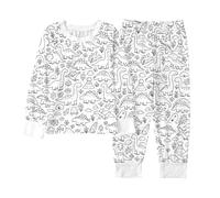 pvucpot Pyjama à Colorier pour Enfant, Pyjama A Colorier Enfant, Ensemble Lavable avec Motifs à Personnaliser, Activité Créative DIY, Cadeau Garçons et Filles, Personnalisable Peindre Personnalisé