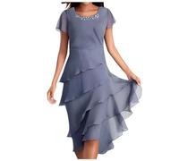 pvucpot Robe Mi Longue Fluide Plage Grande Taille Cérémonie Ete De Soiree Longue Cocktail Printemps Imprimé Fleurie Courte Femme Boheme Chic Et Elegant Glamour Qui Cache Le Ventre Robe