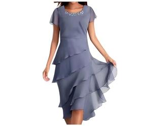 pvucpot Robe Mi Longue Fluide Plage Grande Taille Cérémonie Ete De Soiree Longue Cocktail Printemps Imprimé Fleurie Courte Femme Boheme Chic Et Elegant Glamour Qui Cache Le Ventre Robe
