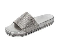 pvucpot Sandales Paillettes Femme à la Mode - Claquettes Mules Été Plage Piscine avec Strass - Chaussures Plates Maison pour Fille - Slippers Pantoufles Colorées Confortables