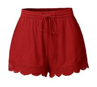 pvucpot Shorts Femme Sexy Dentelle Grande Taille Hot Pantalons Été Corde Attacher Yoga Sport Jambières Casual Bermudas Short Ete Ourlet Froncé en Dentelle Court Short