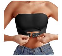 pvucpot Soutien-Gorge Bandeau Femme sans Bretelles, Anti-dérapant Silicone, Brassière Tube Élastique sans Rembourrage Noir L